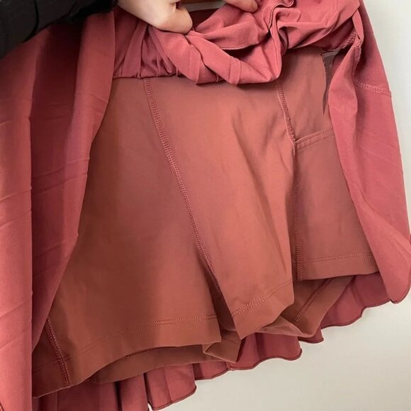 Aritzia TNA SET Tennis Golf Pro Micro Pleated Skirt + Top Red Agril Size Medium - Picture 9 of 12